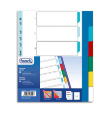 Divisori Neutri a 6 tacche - PP - A4 maxi - colori assortiti - Favorit Divisori Neutri a 6 tacche - PP - A4 maxi - colori assortiti - Favorit