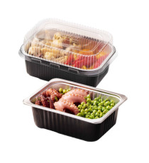 Contenitore alluminio stirato+coperchio in R-PET - 1 porzione - 17,8 x 13,6 x 4,5 cm - Cuki Professional - conf. 25 pezz Contenitore alluminio stirato+coperchio in R-PET - 1 porzione - 17,8 x 13,6 x 4,5 cm - Cuki Professional - conf. 25 pezz