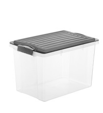 Contenitore Compact - 27x18,5x15 cm - A5 - 4,5 L - PPL - coperchio nero - trasparente - Rotho