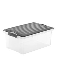 Contenitore Compact - 39,5x27,5x27 cm - A4 - 19 L - PPL - coperchio nero - trasparente - Rotho Contenitore Compact - 39,5x27,5x27 cm - A4 - 19 L - PPL - coperchio nero - trasparente - Rotho
