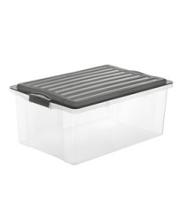 Contenitore Compact - 57x40x25 cm - A3 - 38 L - PPL - coperchio nero - trasparente - Rotho Contenitore Compact - 57x40x25 cm - A3 - 38 L - PPL - coperchio nero - trasparente - Rotho