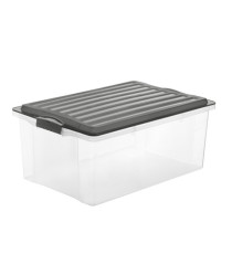 Contenitore Compact - 57x40x25 cm - A3 - 38 L - PPL - coperchio nero - trasparente - Rotho Contenitore Compact - 57x40x25 cm - A3 - 38 L - PPL - coperchio nero - trasparente - Rotho