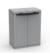 Contenitore EcoCab 2 per raccolta differenziata - 68x39x88,7 cm - 2 portasacco da 110 L ciascuno - grigio/nero - Terry Contenitore EcoCab 2 per raccolta differenziata - 68x39x88,7 cm - 2 portasacco da 110 L ciascuno - grigio/nero - Terry