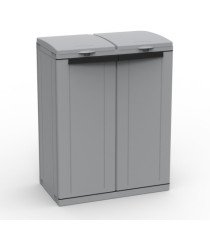 Contenitore EcoCab 2 per raccolta differenziata - 68x39x88,7 cm - 2 portasacco da 110 L ciascuno - grigio/nero - Terry Contenitore EcoCab 2 per raccolta differenziata - 68x39x88,7 cm - 2 portasacco da 110 L ciascuno - grigio/nero - Terry