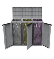 Contenitore EcoCab 3 per raccolta differenziata - 102x39x88,7 cm - 3 portasacco da 110 L ciascuno - Terry Contenitore EcoCab 3 per raccolta differenziata - 102x39x88,7 cm - 3 portasacco da 110 L ciascuno - Terry