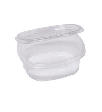Contenitori ovali in PET - con coperchio incernierato - 14 x 11,9 x 5 cm - Europack - pack 50 pezzi
