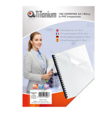 Copertine rilegatura - A4 - 180 micron - PVC - neutro trasparente - Titanium - scatola 100 pezzi