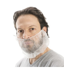 Copribarba con elastico nucale - taglia unica - PLP - bianco - Worker - conf. 100 pezzi