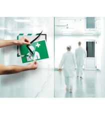 Cornice Duraframe Security - adesiva - pannello magnetico - A4  (21 x 29,7 cm) - verde/bianco - Durable Cornice Duraframe Security - adesiva - pannello magnetico - A4  (21 x 29,7 cm) - verde/bianco - Durable