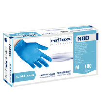 Guanti in nitrile N80 - ultrasottili - taglia M - azzurro - Reflexx - conf. 100 pezzi Guanti in nitrile N80 - ultrasottili - taglia M - azzurro - Reflexx - conf. 100 pezzi
