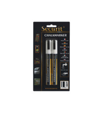 Marcatore a gesso liquido  - punta media da 2,00-6,00mm - bianco - Securit - conf. 2 pezzi