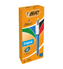 Penna a sfera a scatto  multifunzione  4 Colours Classic  - punta 1,0mm - nero, blu, rosso, verde - Bic -  conf. 12 pezz