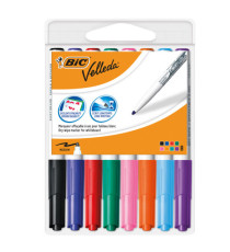Pennarello Whiteboard Marker Velleda 1741 - punta tonda 1,4 mm - colori assortiti - Bic - astuccio 8 pezzi
