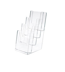 Portadepliant - 11 x 25 x 14 cm - plastica - trasparente - Lebez
