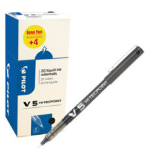Roller Hi Tecpoint V5 con cappuccio - punta 0,5mm - nero - Pilot - conf. 16 + 4 pezzi Roller Hi Tecpoint V5 con cappuccio - punta 0,5mm - nero - Pilot - conf. 16 + 4 pezzi