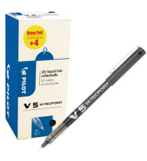 Roller Hi Tecpoint V5 con cappuccio - punta 0,5mm - nero - Pilot - conf. 16 + 4 pezzi Roller Hi Tecpoint V5 con cappuccio - punta 0,5mm - nero - Pilot - conf. 16 + 4 pezzi