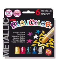 Tempera solida in stick Playcolor - 10gr - colori assortiti - Instant - astuccio 6 stick metal Tempera solida in stick Playcolor - 10gr - colori assortiti - Instant - astuccio 6 stick metal