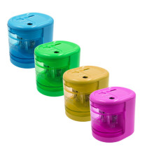 Temperamatite elettrico 4306  con contenitore - 2 fori  - colori assortiti - Lebez