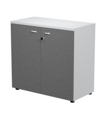 Armadio basso con ante Essence - con serratura - 90 x 46 x 85 cm - bianco/antracite