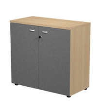 Armadio basso con ante Essence - con serratura - 90 x 46 x 85 cm - rovere/antracite