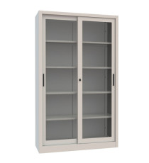 Armadio con ante scorrevoli - a vetrata - 120 x 45 x 200 cm - grigio - Armet