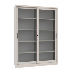 Armadio con ante scorrevoli - a vetrata - 150 x 45 x 200 cm - grigio - Armet