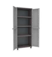 Armadio JWood 268 - 2 ante - 68 x 37,5 x 170 cm - PPL - effetto legno - grigio tortora - Terry