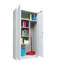 Armadio porta scope in metallo ad 2 ante battenti - 4 ripiani fissi - 90x41x181,5 cm - grigio - Bertesi Armadio porta scope in metallo ad 2 ante battenti - 4 ripiani fissi - 90x41x181,5 cm - grigio - Bertesi
