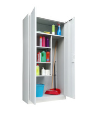 Armadio porta scope in metallo ad 2 ante battenti - 4 ripiani fissi - 90x41x181,5 cm - grigio - Bertesi Armadio porta scope in metallo ad 2 ante battenti - 4 ripiani fissi - 90x41x181,5 cm - grigio - Bertesi