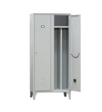 Armadio spogliatoio in metallo - 2 vani - con divisorio - 80 x 50 x 180 cm - grigio - Fasma