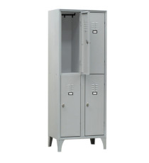Armadio spogliatoio in metallo - 4 vani sovrapposti - 60 x 50 x 180 cm - grigio - Fasma