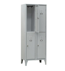 Armadio spogliatoio in metallo - 4 vani sovrapposti - 60 x 50 x 180 cm - grigio - Fasma