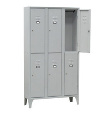 Armadio spogliatoio in metallo - 6 vani sovrapposti - 90 x 50 x 180 cm - grigio - Fasma