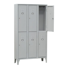 Armadio spogliatoio in metallo - 6 vani sovrapposti - 90 x 50 x 180 cm - grigio - Fasma
