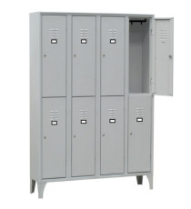 Armadio spogliatoio in metallo - 8 vani sovrapposti - 120 x 50 x 180 cm - grigio - Fasma
