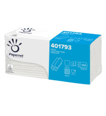 Asciugamani piegati a Z - 2 veli - 22 gr - goffratura a onda+ - 23,4 x2 3 cm - bianco - Papernet - conf. 143 pezzi