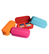 Astuccio 2 zip Monocromo -  21 x 5 x 9 cm - silicone/poliestere - colori assortiti - Pigna Astuccio 2 zip Monocromo -  21 x 5 x 9 cm - silicone/poliestere - colori assortiti - Pigna