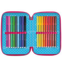 Astuccio 3 zip Candy collection - 19,5 x 7,5 x 12,9 cm - tessuto - fantasie assortite - Giotto