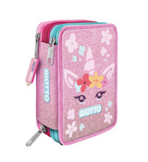 Astuccio 3 zip Candy collection - 19,5 x 7,5 x 12,9 cm - tessuto - fantasie assortite - Giotto