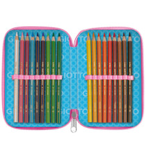 Astuccio 3 zip Candy collection - 19,5 x 7,5 x 12,9 cm - tessuto - fantasie assortite - Giotto