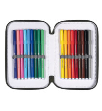 Astuccio Colors 3 zip - 13 x 20 x 7,5 cm - tessuto - fantasie assortite - Colorosa Astuccio Colors 3 zip - 13 x 20 x 7,5 cm - tessuto - fantasie assortite - Colorosa