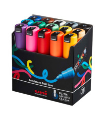 Marcatore a base d'acqua Uni Posca  PC7M - punta tonda large 4,5 mm-5,5mm - colori assortiti - Uni mitsubishi - astuccio