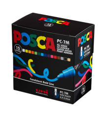 Marcatore a base d'acqua Uni Posca  PC7M - punta tonda large 4,5 mm-5,5mm - colori assortiti - Uni mitsubishi - astuccio