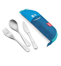 Astuccio Picnik Concept - in tessuto - con posate in acciaio inox - blu - Maped Astuccio Picnik Concept - in tessuto - con posate in acciaio inox - blu - Maped