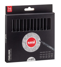 Astuccio Pin fineliner - nero - 14 gradazioni - Uni Mitsubishi - conf. 14 pezzi