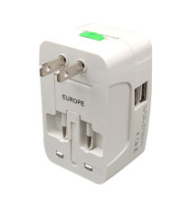 Adattatore da viaggio universale - 2 prese USB - bianco - MKC Melchioni Adattatore da viaggio universale - 2 prese USB - bianco - MKC Melchioni