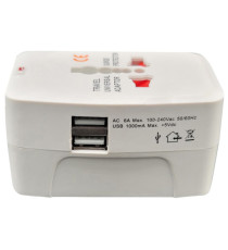 Adattatore da viaggio universale - 2 prese USB - bianco - MKC Melchioni Adattatore da viaggio universale - 2 prese USB - bianco - MKC Melchioni