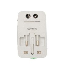 Adattatore da viaggio universale - 2 prese USB - bianco - MKC Melchioni Adattatore da viaggio universale - 2 prese USB - bianco - MKC Melchioni
