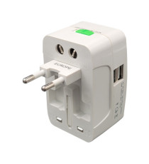 Adattatore da viaggio universale - 2 prese USB - bianco - MKC Melchioni Adattatore da viaggio universale - 2 prese USB - bianco - MKC Melchioni
