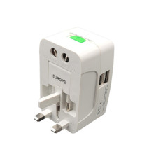 Adattatore da viaggio universale - 2 prese USB - bianco - MKC Melchioni Adattatore da viaggio universale - 2 prese USB - bianco - MKC Melchioni